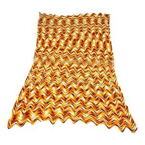 Vintage Chevron Afghan Throw Blanket Orange Brown White Zigzag Pattern MCM Retro